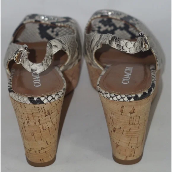 Coach Snakeskin Wedges with Cork Heel - Picture 2 of 6